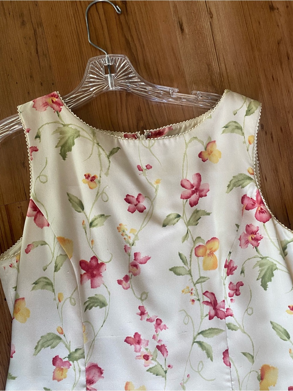Ann Taylor Sleeveless Floral Sheath Women’s  Dress - Pink & Yellow Blooms Lined - Picture 3 of 9